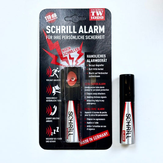 Schrill Personal Safety Alarm with extra refill - 110dB Siren - Every Day Carry